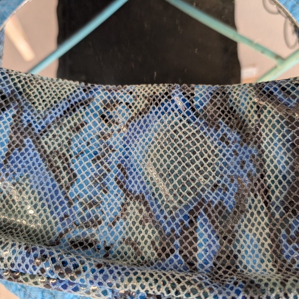 Y2k Blue Green Black Bag In Natural Python Snakes… - image 5